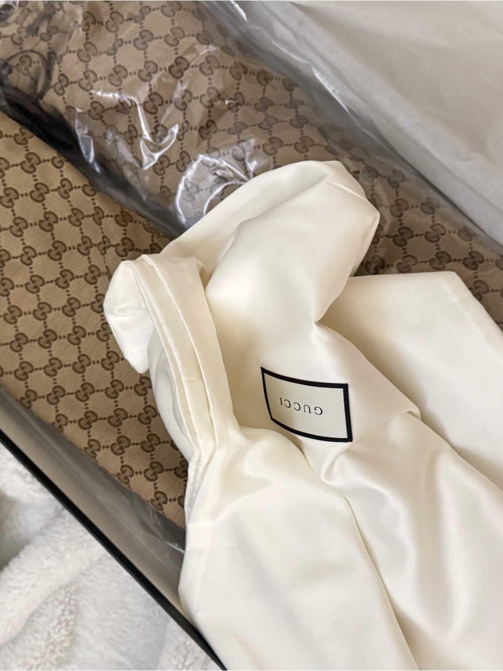 Gucci Tan GG Monogram Over-the-Knee Tie Boots - Picture 7 of 7